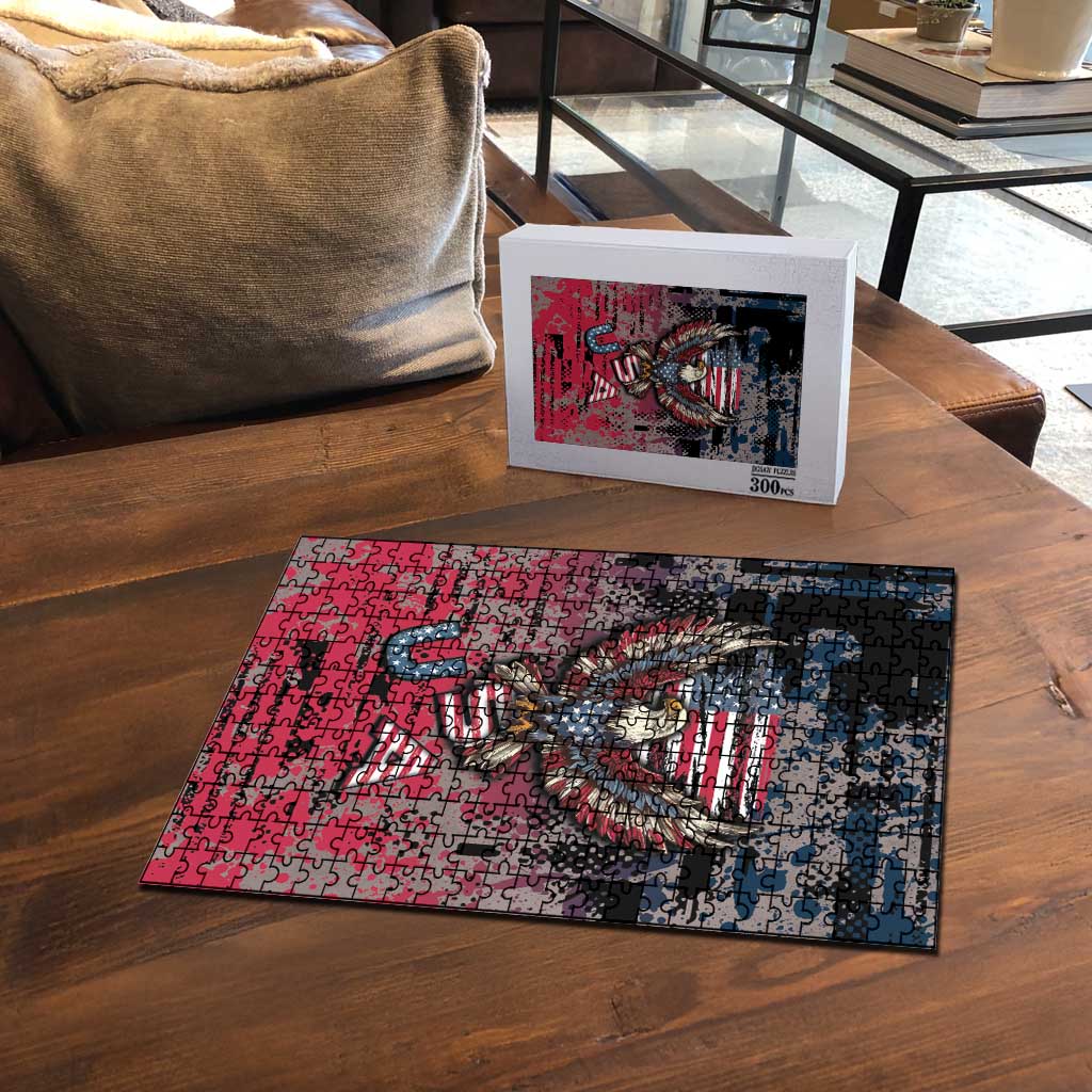 Patriotic Rebel American Puzzle Grunge USA Eagle Flag - Wonder Print Shop