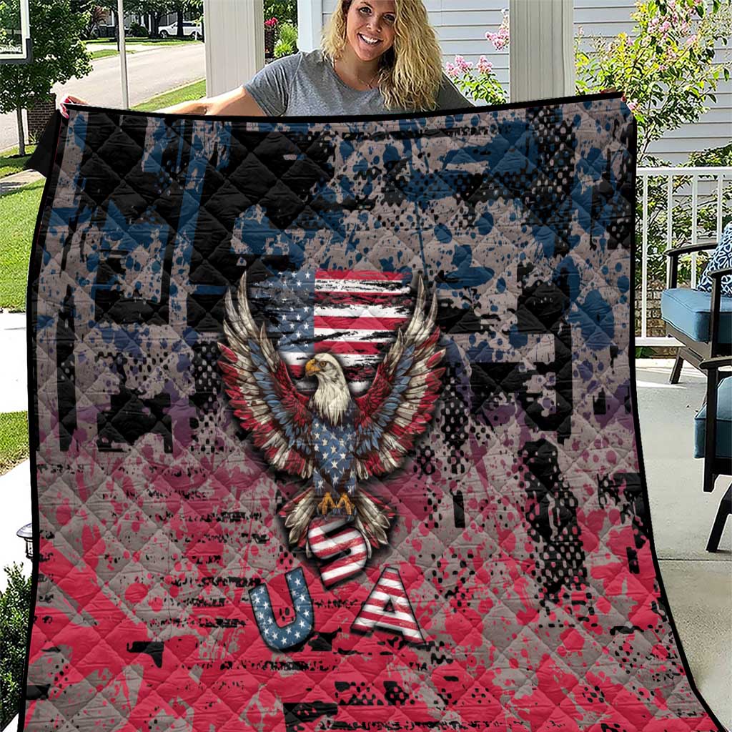 Patriotic Rebel American Quilt Grunge USA Eagle Flag - Wonder Print Shop