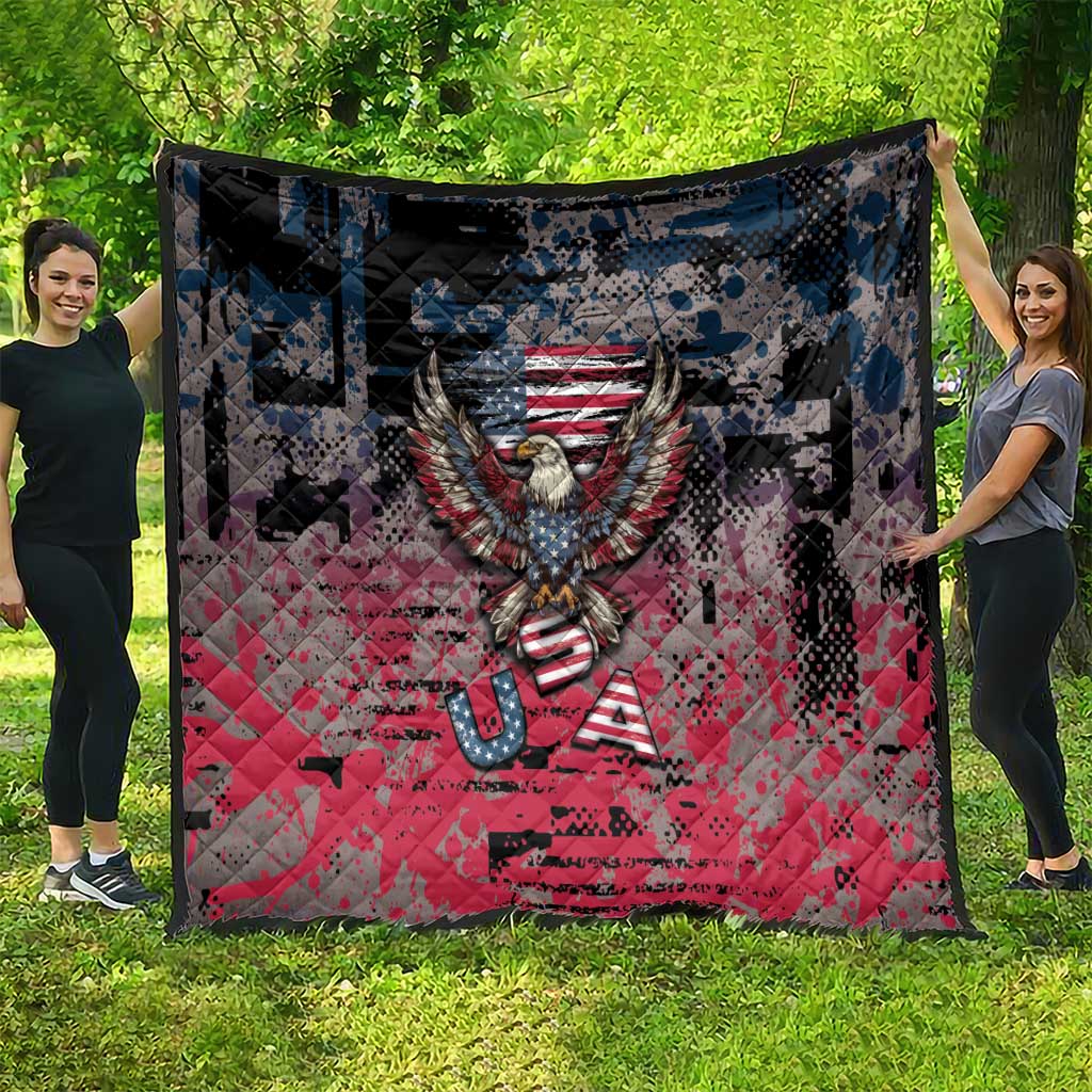 Patriotic Rebel American Quilt Grunge USA Eagle Flag - Wonder Print Shop
