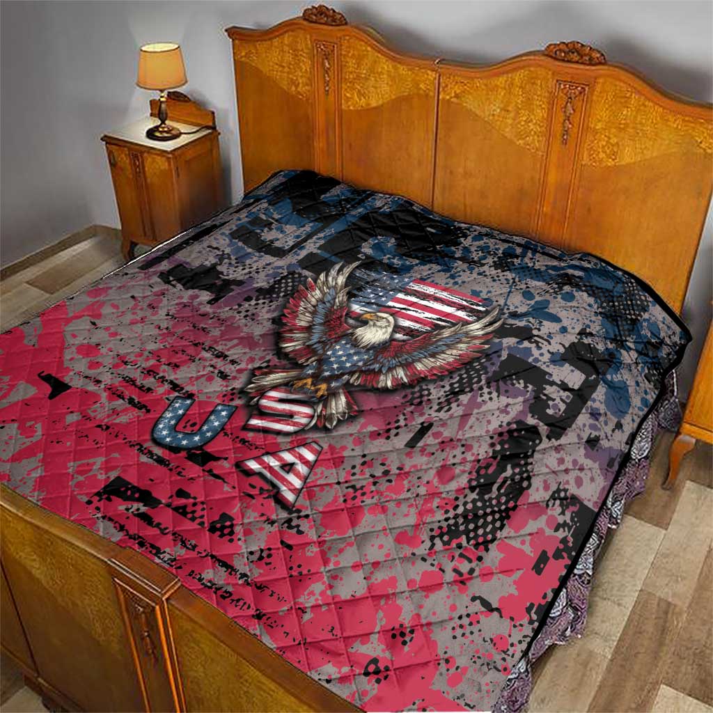 Patriotic Rebel American Quilt Grunge USA Eagle Flag - Wonder Print Shop
