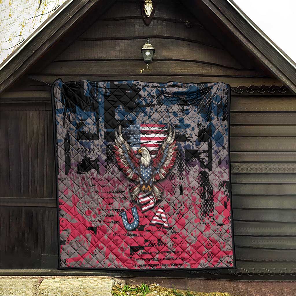 Patriotic Rebel American Quilt Grunge USA Eagle Flag - Wonder Print Shop