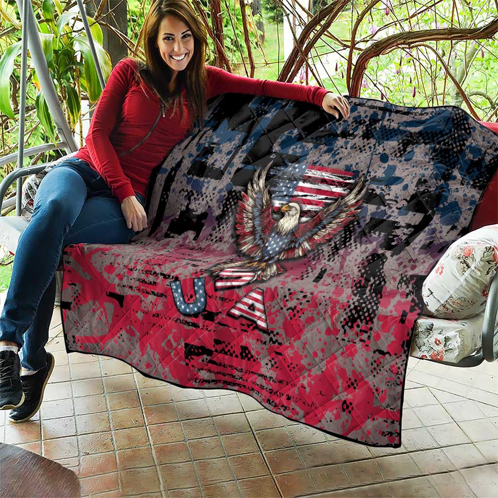 Patriotic Rebel American Quilt Grunge USA Eagle Flag - Wonder Print Shop