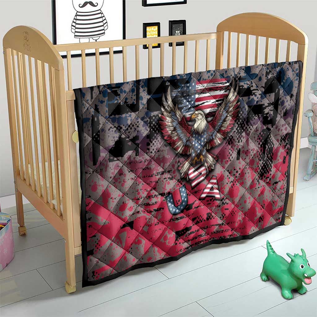 Patriotic Rebel American Quilt Grunge USA Eagle Flag - Wonder Print Shop