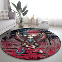 Patriotic Rebel American Round Carpet Grunge USA Eagle Flag - Wonder Print Shop