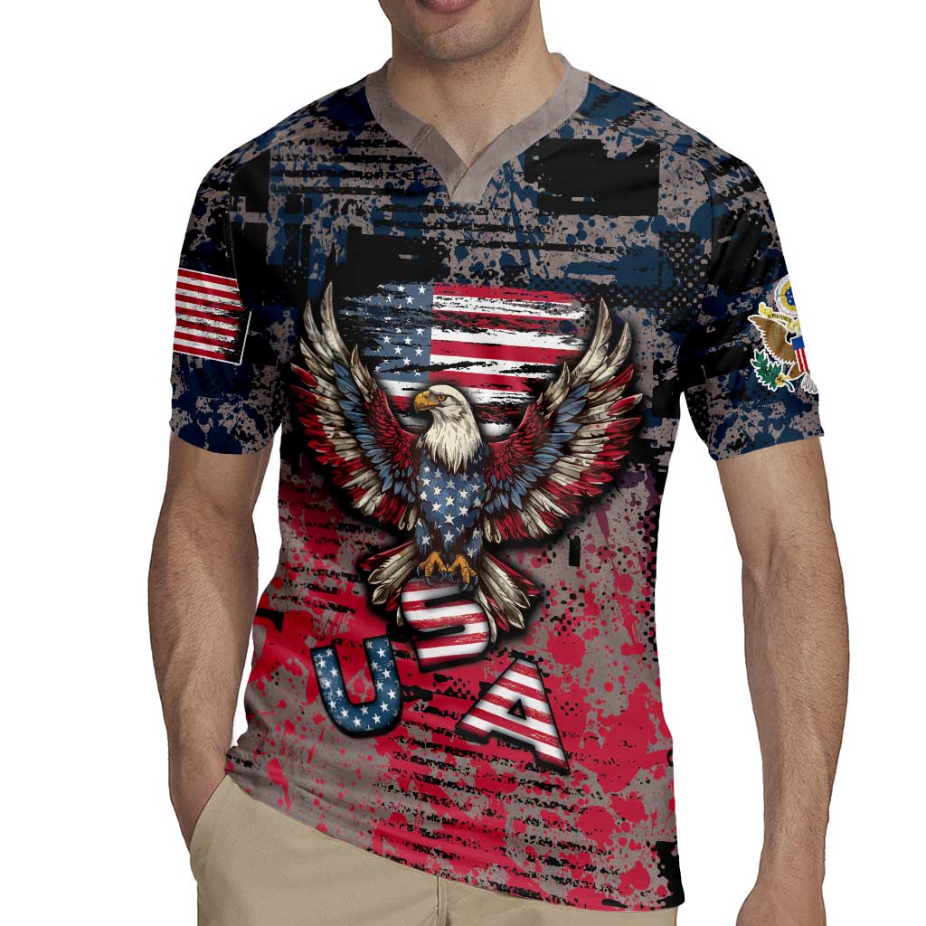 Personalized Patriotic Rebel American Rugby Jersey Grunge USA Eagle Flag - Wonder Print Shop