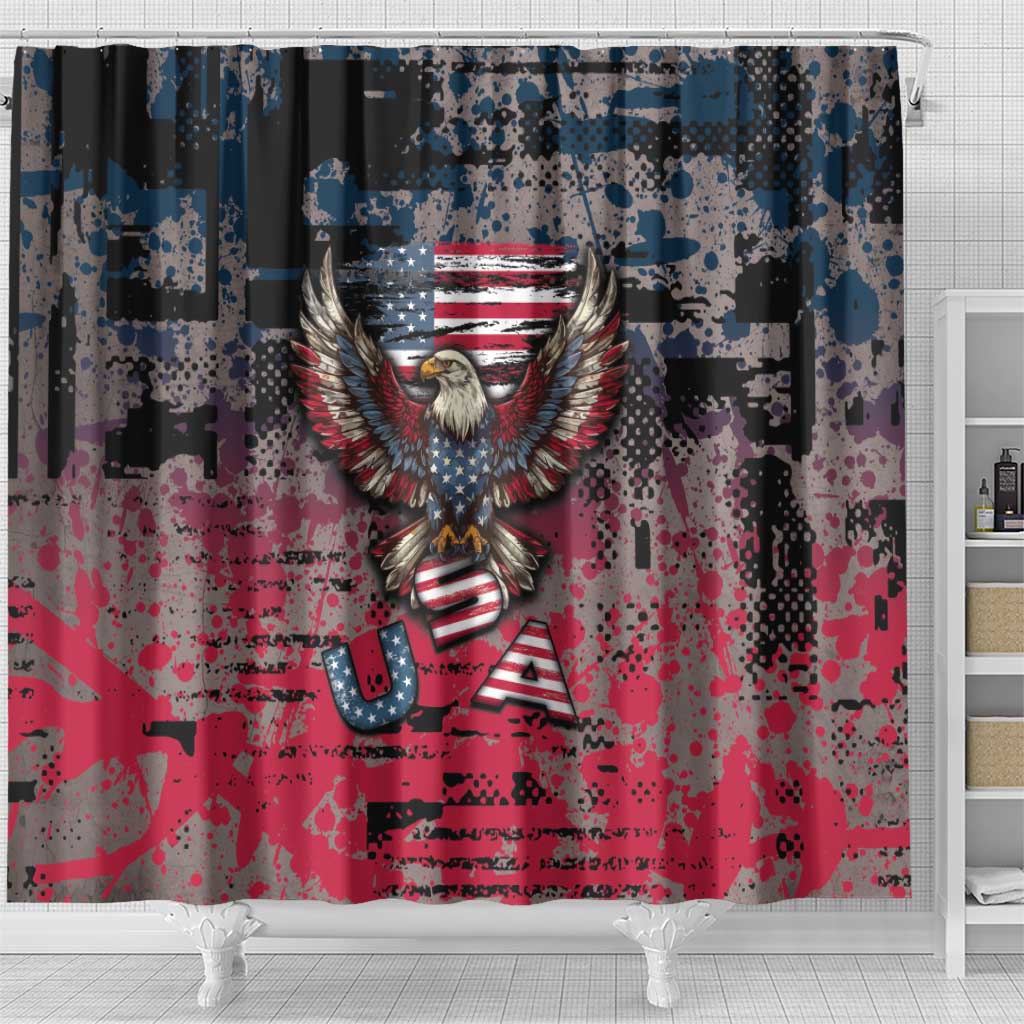 Patriotic Rebel American Shower Curtain Grunge USA Eagle Flag - Wonder Print Shop