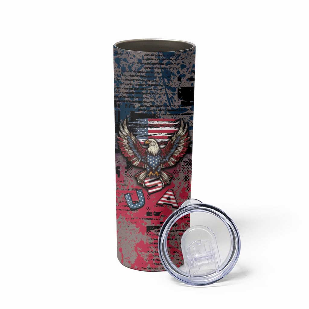 Personalized Patriotic Rebel American Skinny Tumbler Grunge USA Eagle Flag - Wonder Print Shop