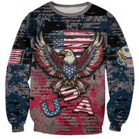 Personalized Patriotic Rebel American Sweatshirt Grunge USA Eagle Flag - Wonder Print Shop