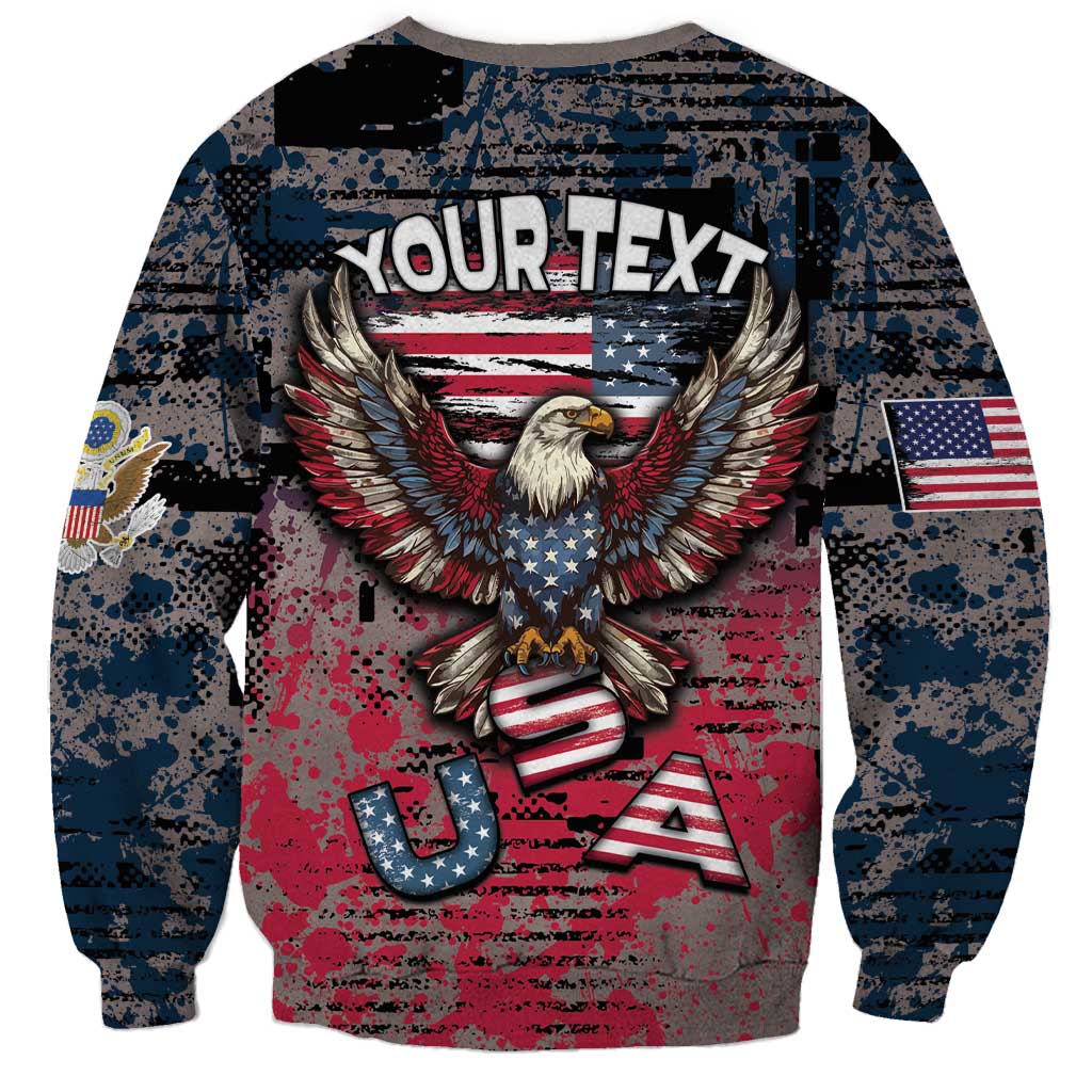 Personalized Patriotic Rebel American Sweatshirt Grunge USA Eagle Flag - Wonder Print Shop