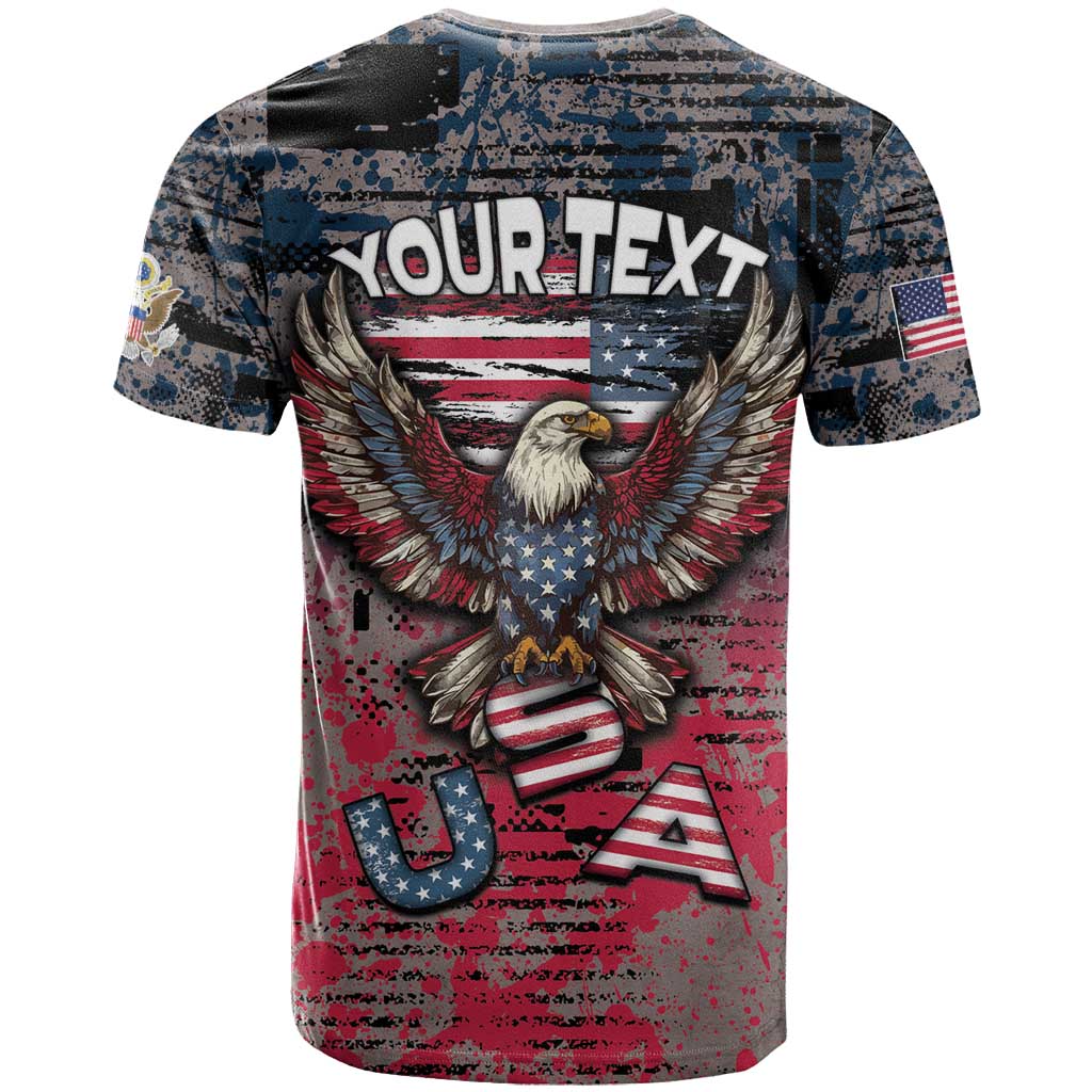 Personalized Patriotic Rebel American T Shirt Grunge USA Eagle Flag - Wonder Print Shop