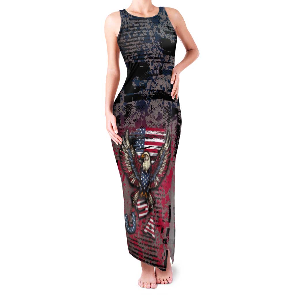 Personalized Patriotic Rebel American Tank Maxi Dress Grunge USA Eagle Flag - Wonder Print Shop
