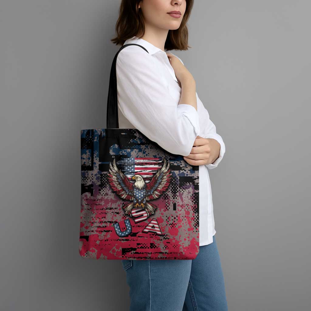 Patriotic Rebel American Tote Bag Grunge USA Eagle Flag - Wonder Print Shop