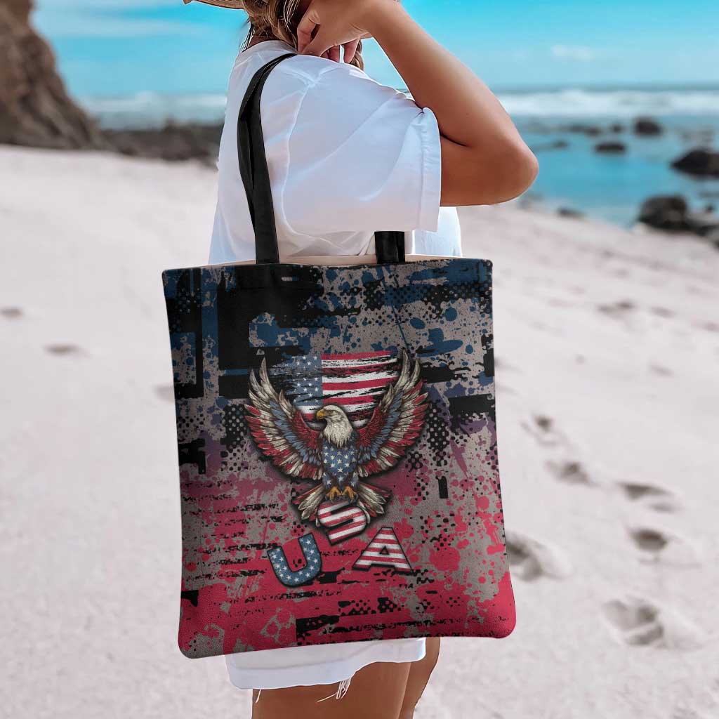 Patriotic Rebel American Tote Bag Grunge USA Eagle Flag - Wonder Print Shop