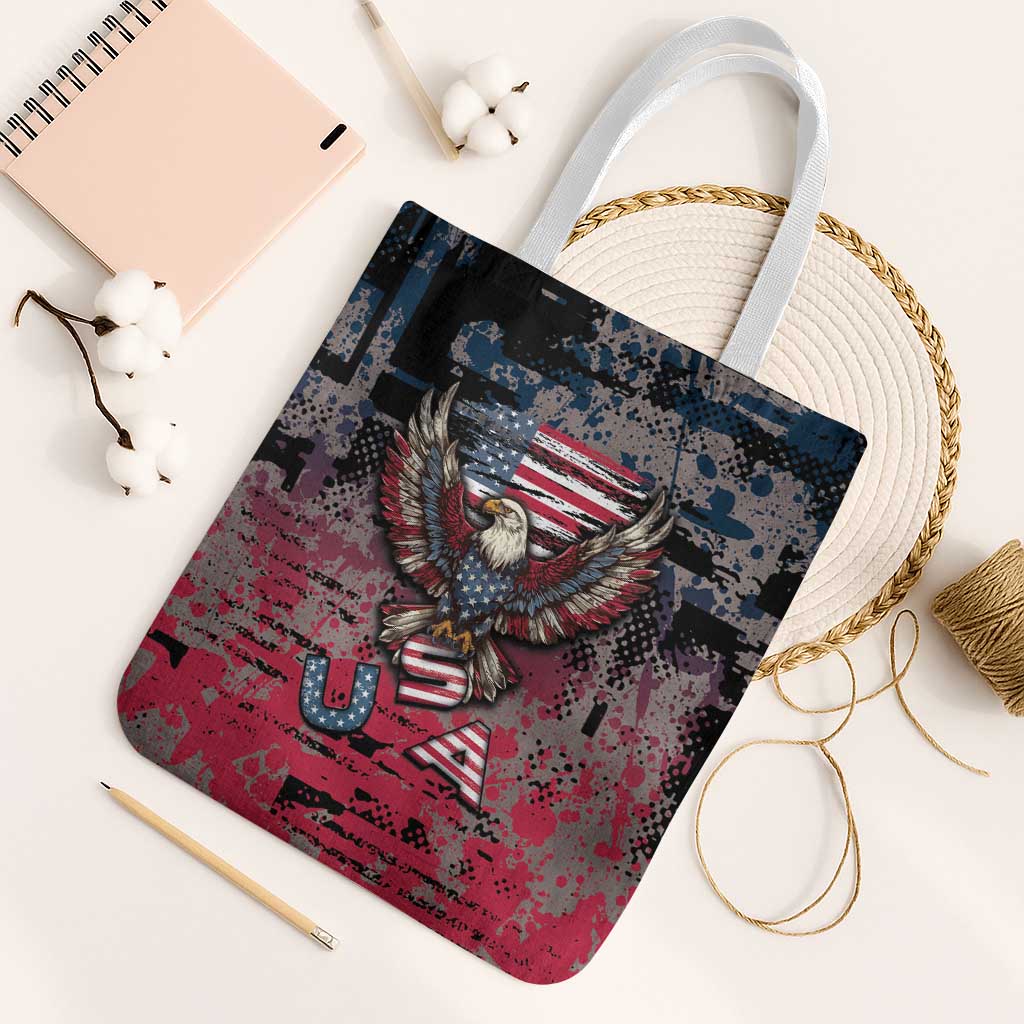 Patriotic Rebel American Tote Bag Grunge USA Eagle Flag - Wonder Print Shop
