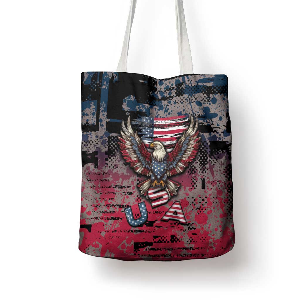 Patriotic Rebel American Tote Bag Grunge USA Eagle Flag - Wonder Print Shop