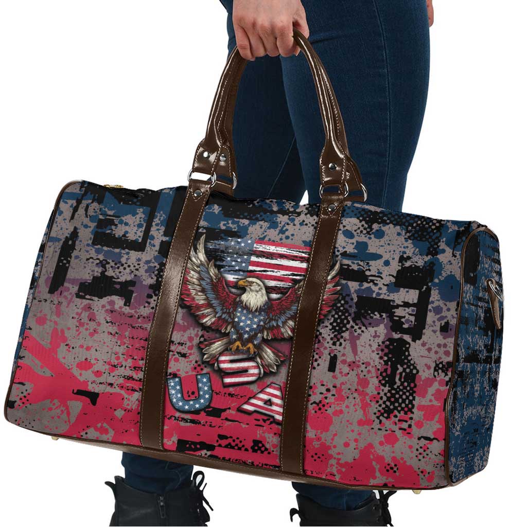 Patriotic Rebel American Travel Bag Grunge USA Eagle Flag - Wonder Print Shop