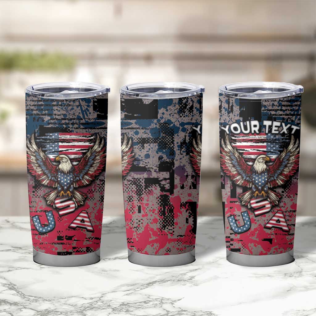 Personalized Patriotic Rebel American Tumbler Cup Grunge USA Eagle Flag - Wonder Print Shop