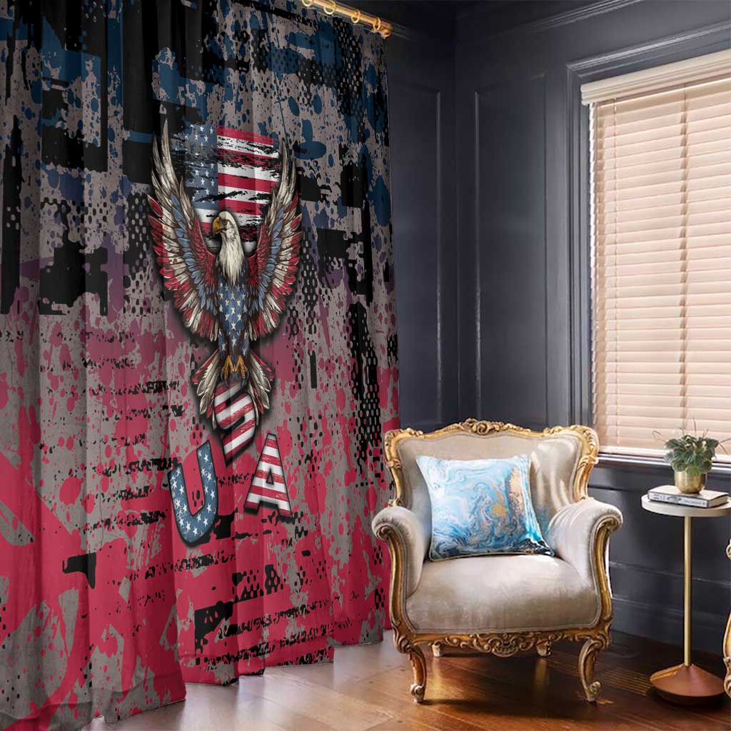 Patriotic Rebel American Window Curtain Grunge USA Eagle Flag - Wonder Print Shop