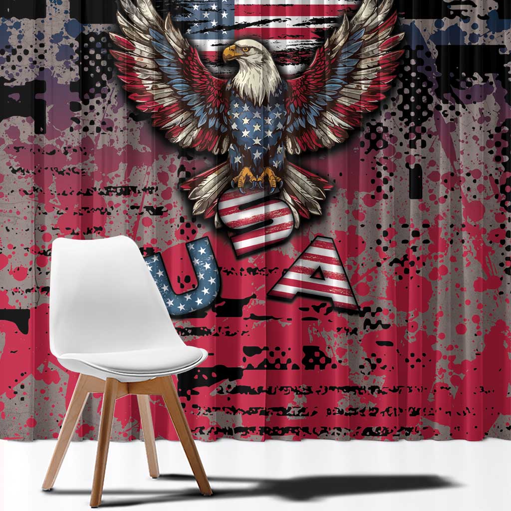 Patriotic Rebel American Window Curtain Grunge USA Eagle Flag - Wonder Print Shop