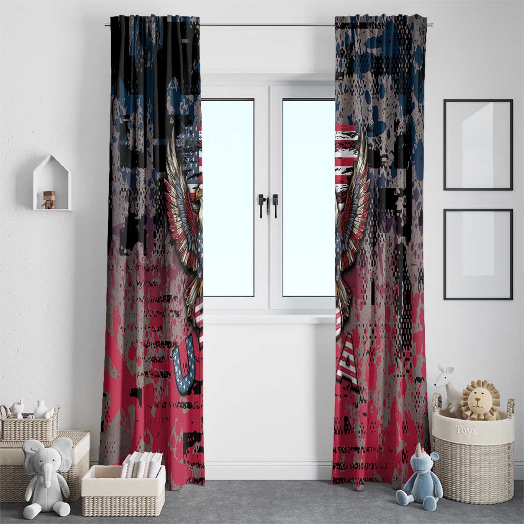 Patriotic Rebel American Window Curtain Grunge USA Eagle Flag - Wonder Print Shop