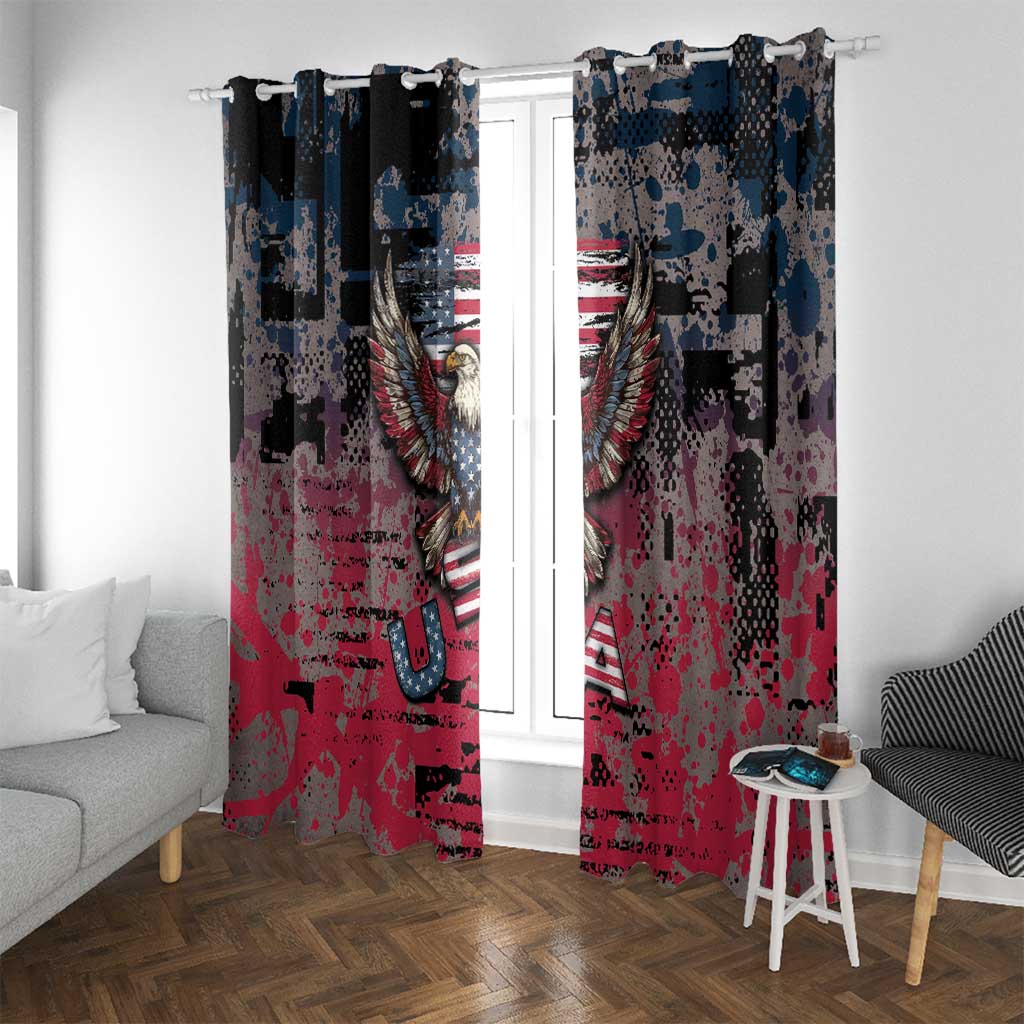 Patriotic Rebel American Window Curtain Grunge USA Eagle Flag - Wonder Print Shop