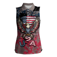 Personalized Patriotic Rebel American Women Sleeveless Polo Shirt Grunge USA Eagle Flag - Wonder Print Shop