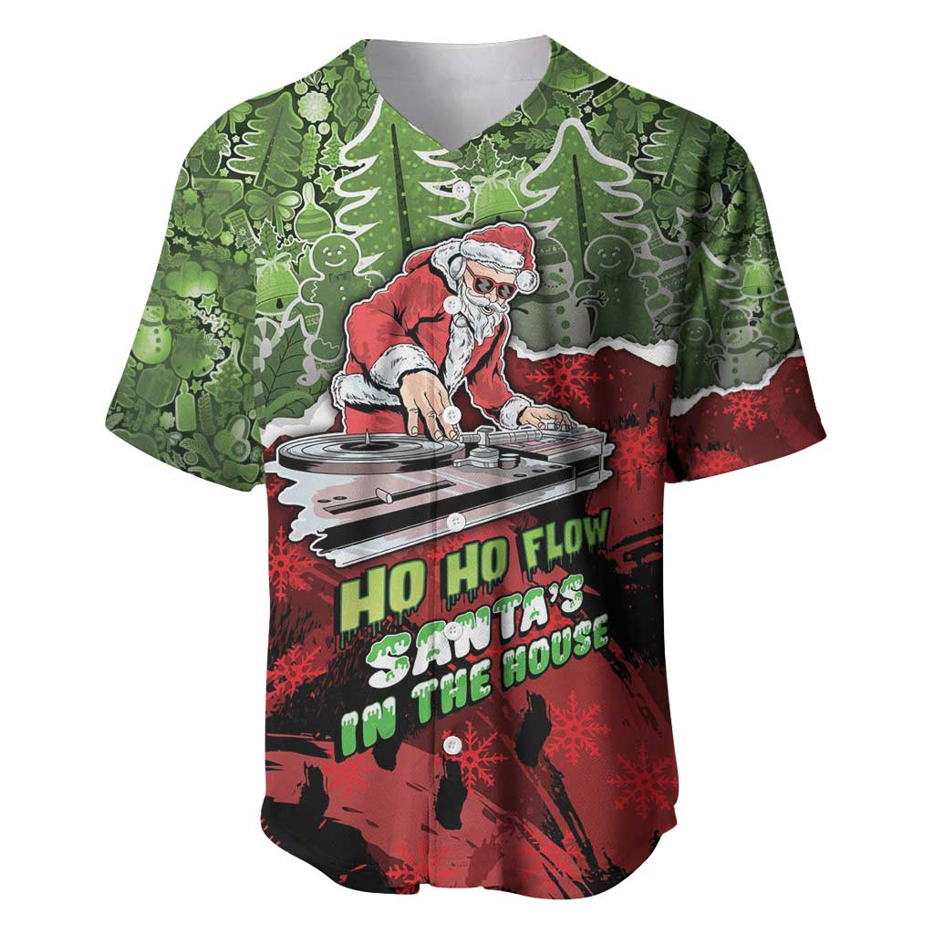 Hip Hop Christmas Baseball Jersey DJ Santa Ho Ho Flow - Wonder Print Shop