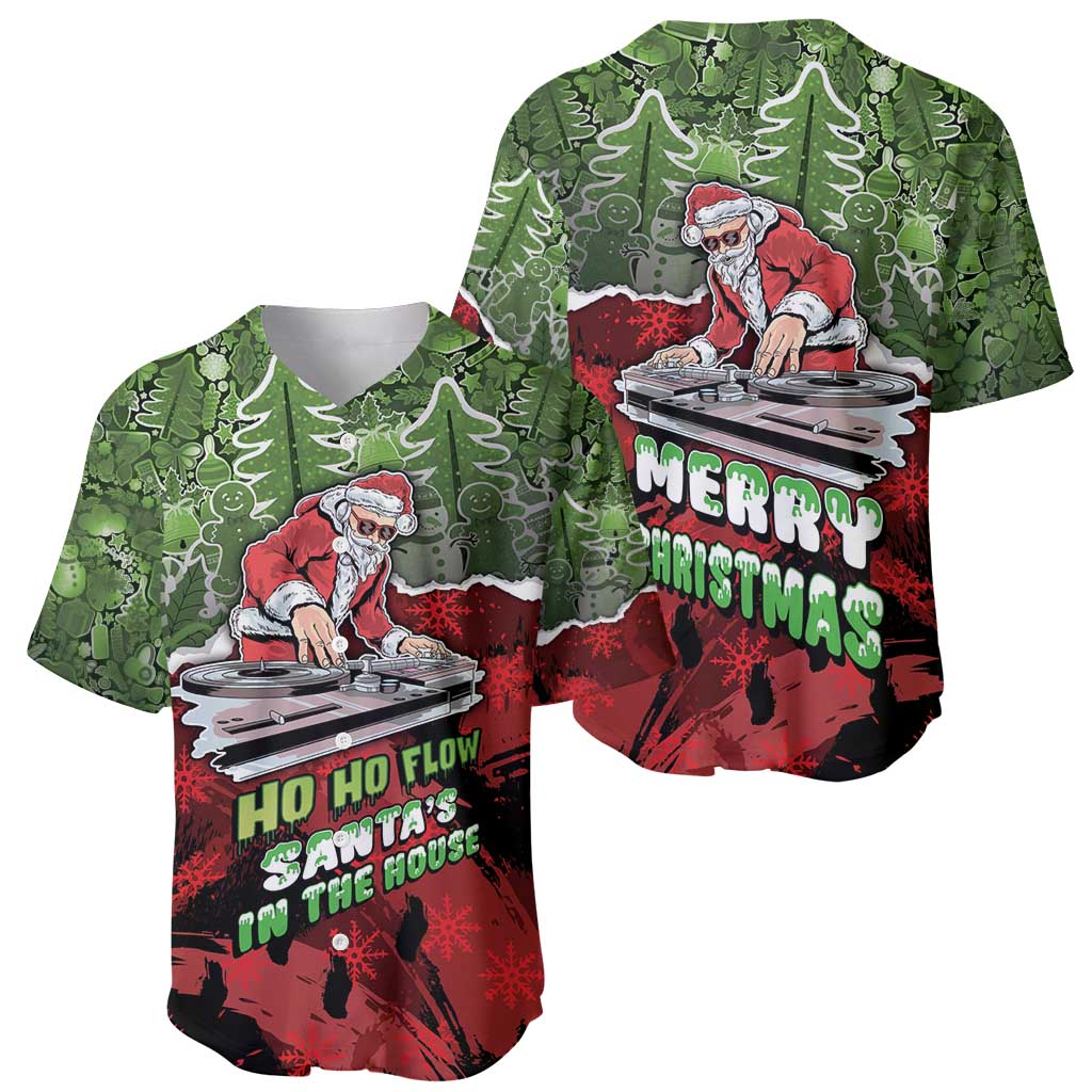 Hip Hop Christmas Baseball Jersey DJ Santa Ho Ho Flow - Wonder Print Shop