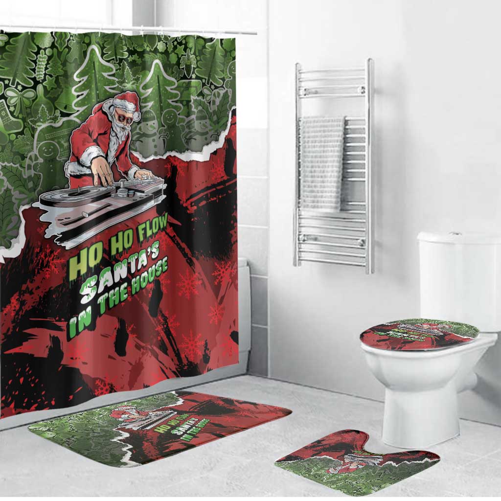 Hip Hop Christmas Bathroom Set DJ Santa Ho Ho Flow - Wonder Print Shop