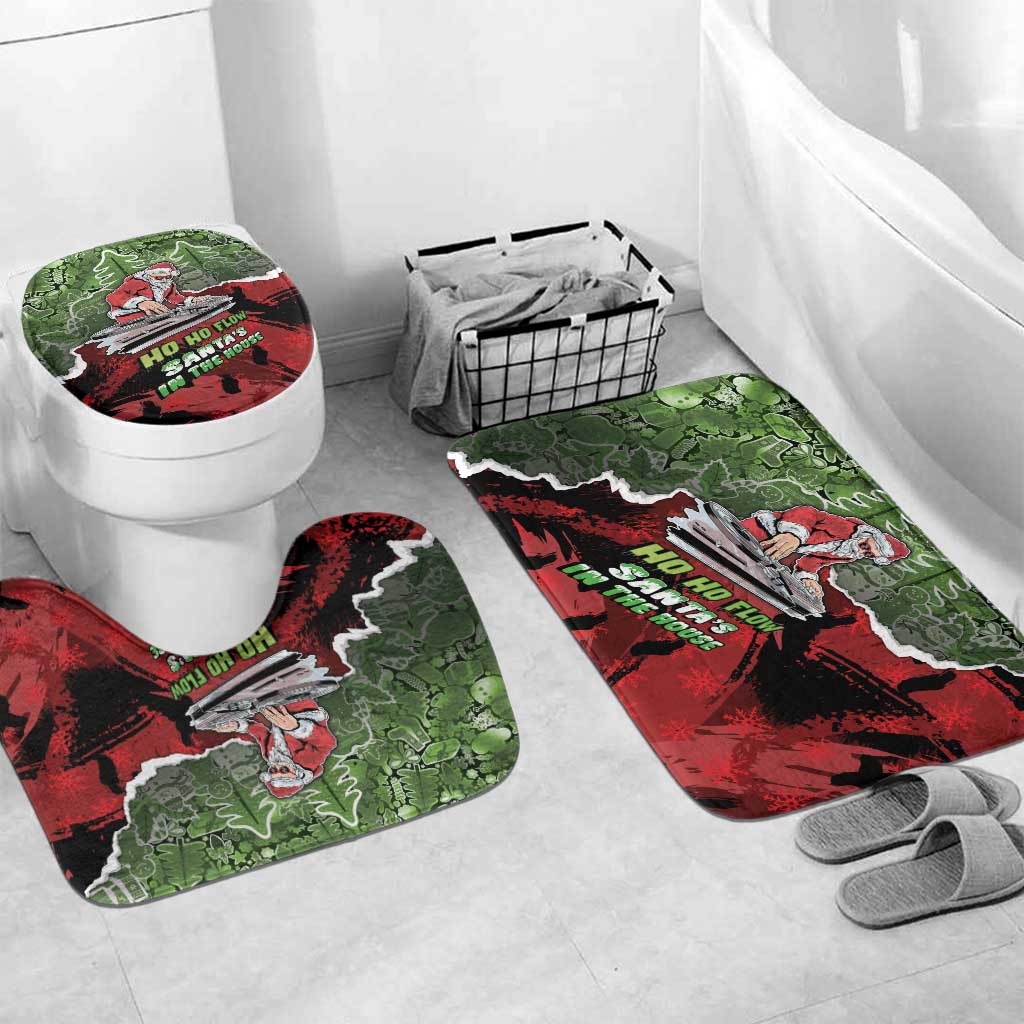 Hip Hop Christmas Bathroom Set DJ Santa Ho Ho Flow - Wonder Print Shop