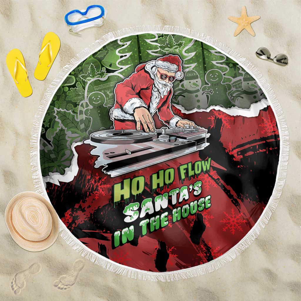 Hip Hop Christmas Beach Blanket DJ Santa Ho Ho Flow - Wonder Print Shop