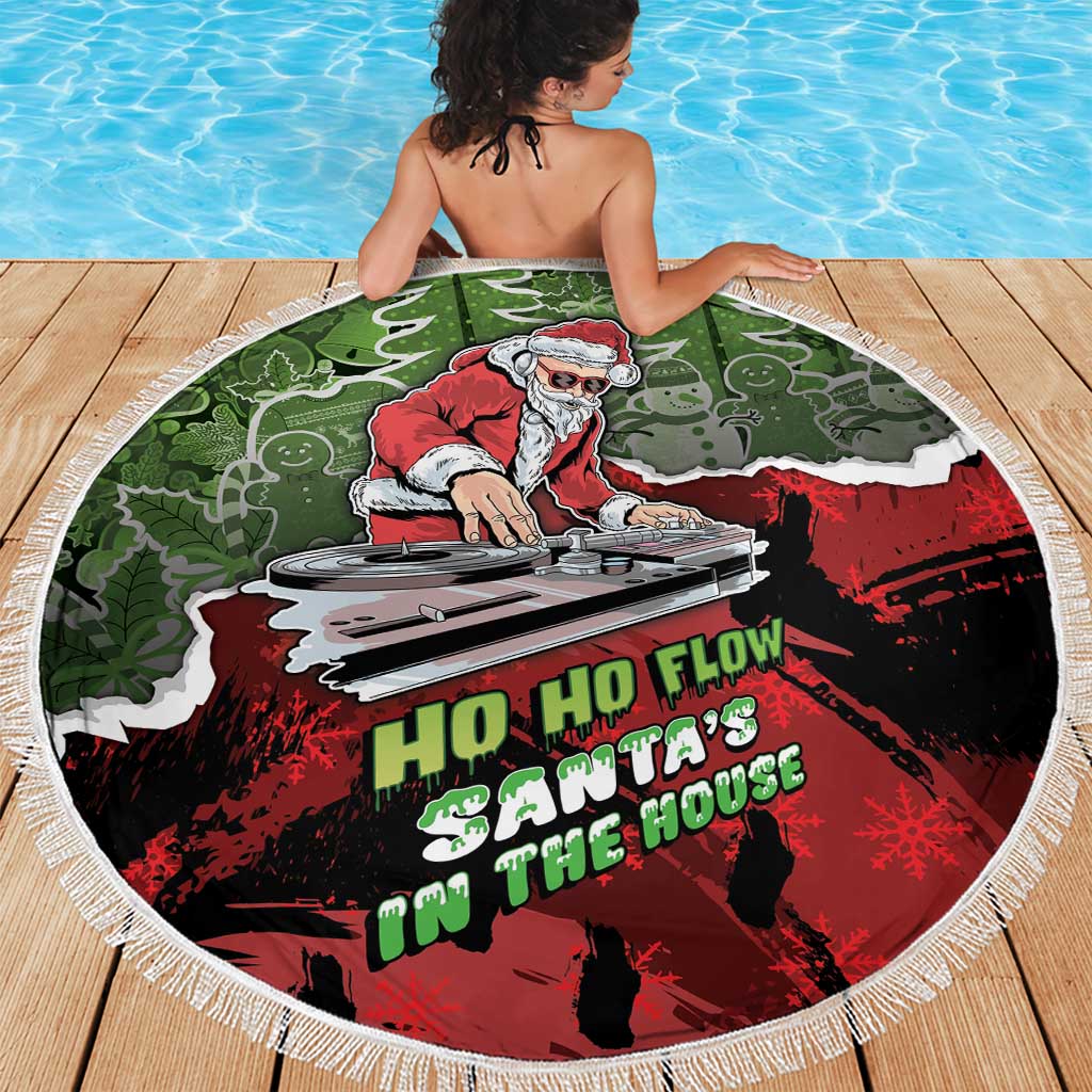Hip Hop Christmas Beach Blanket DJ Santa Ho Ho Flow - Wonder Print Shop