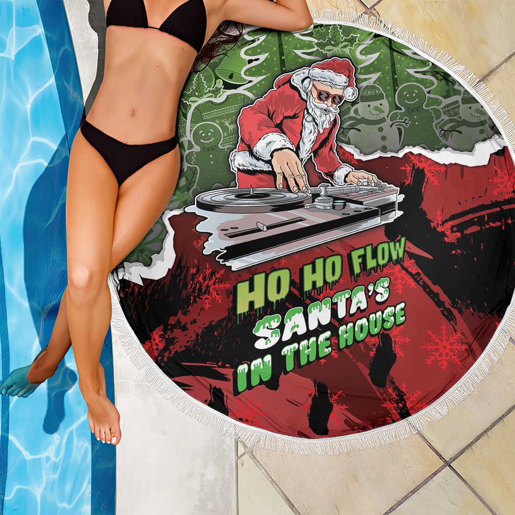 Hip Hop Christmas Beach Blanket DJ Santa Ho Ho Flow - Wonder Print Shop