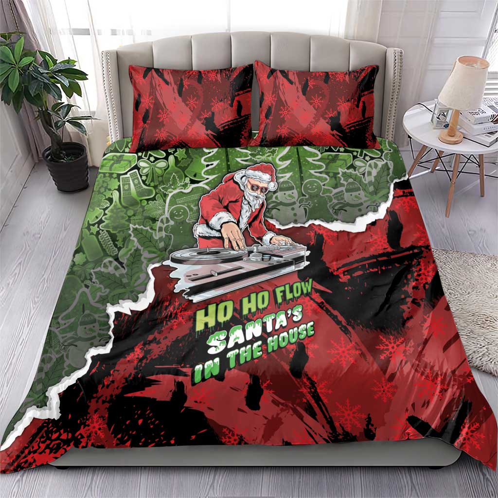 Hip Hop Christmas Bedding Set DJ Santa Ho Ho Flow - Wonder Print Shop