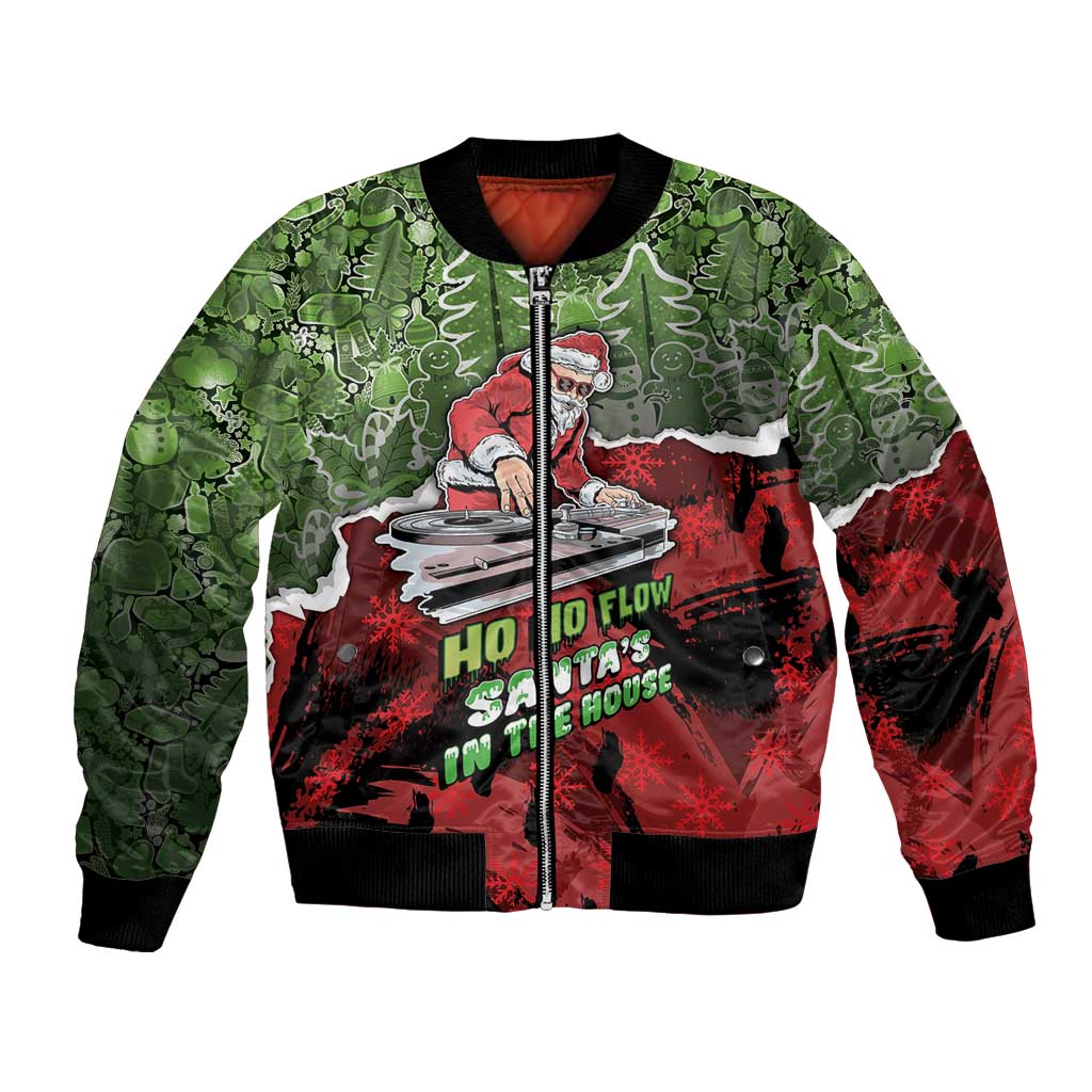 Hip Hop Christmas Bomber Jacket DJ Santa Ho Ho Flow - Wonder Print Shop