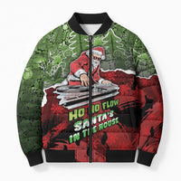 Hip Hop Christmas Bomber Puffer Jacket DJ Santa Ho Ho Flow - Wonder Print Shop