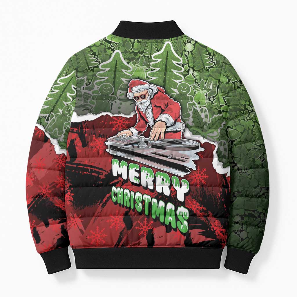 Hip Hop Christmas Bomber Puffer Jacket DJ Santa Ho Ho Flow - Wonder Print Shop