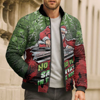 Hip Hop Christmas Bomber Puffer Jacket DJ Santa Ho Ho Flow - Wonder Print Shop