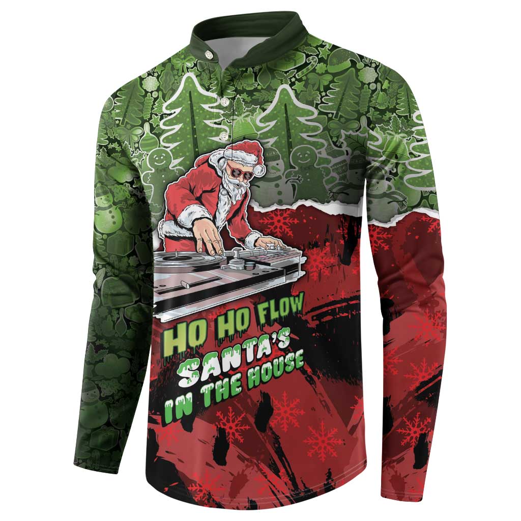 Hip Hop Christmas Button Sweatshirt DJ Santa Ho Ho Flow - Wonder Print Shop