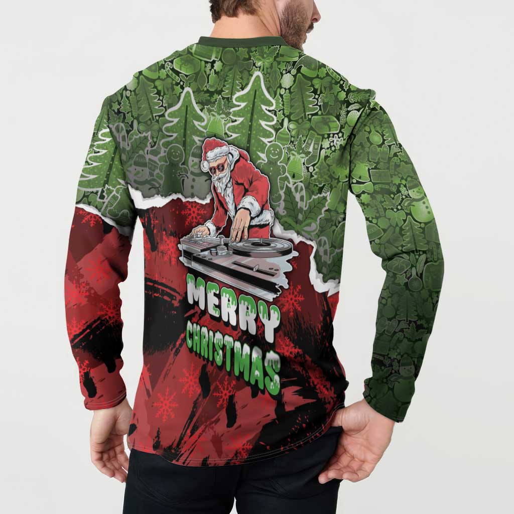 Hip Hop Christmas Button Sweatshirt DJ Santa Ho Ho Flow - Wonder Print Shop