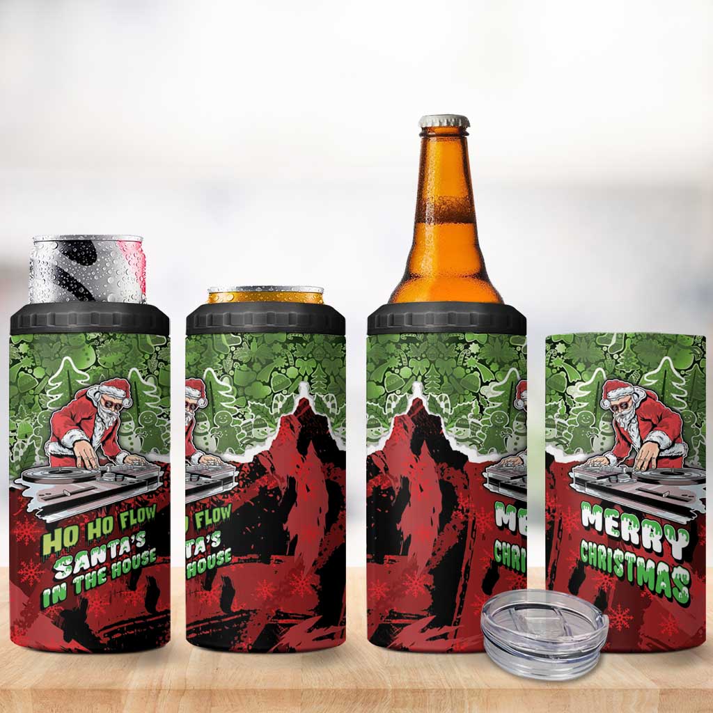 Hip Hop Christmas 4 in 1 Can Cooler Tumbler DJ Santa Ho Ho Flow - Wonder Print Shop