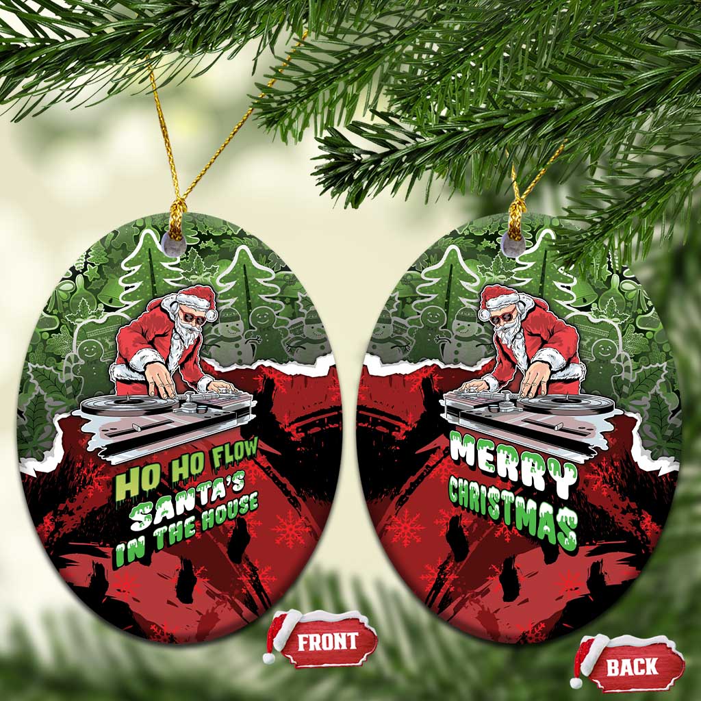 Hip Hop Christmas Ceramic Ornament DJ Santa Ho Ho Flow - Wonder Print Shop