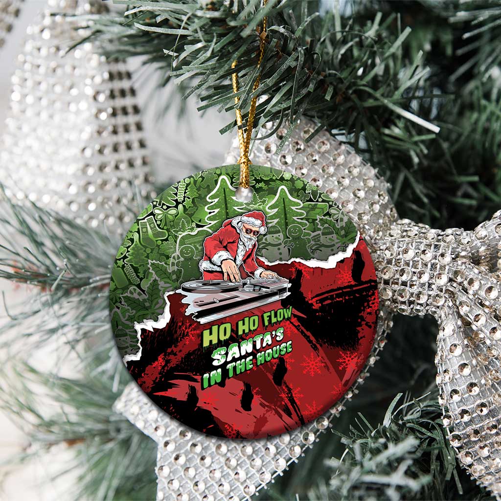 Hip Hop Christmas Ceramic Ornament DJ Santa Ho Ho Flow - Wonder Print Shop