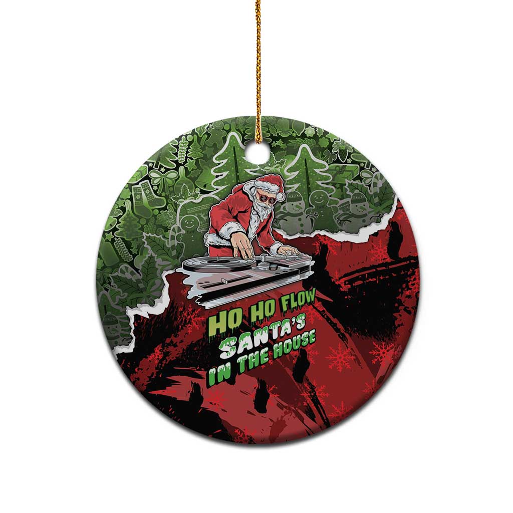 Hip Hop Christmas Ceramic Ornament DJ Santa Ho Ho Flow - Wonder Print Shop