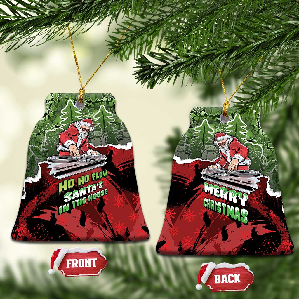 Hip Hop Christmas Ceramic Ornament DJ Santa Ho Ho Flow - Wonder Print Shop