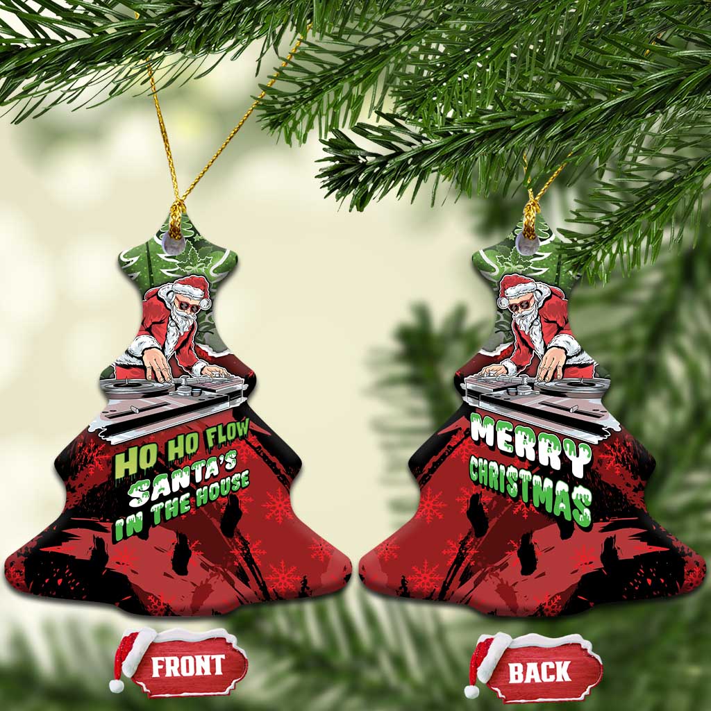 Hip Hop Christmas Ceramic Ornament DJ Santa Ho Ho Flow - Wonder Print Shop