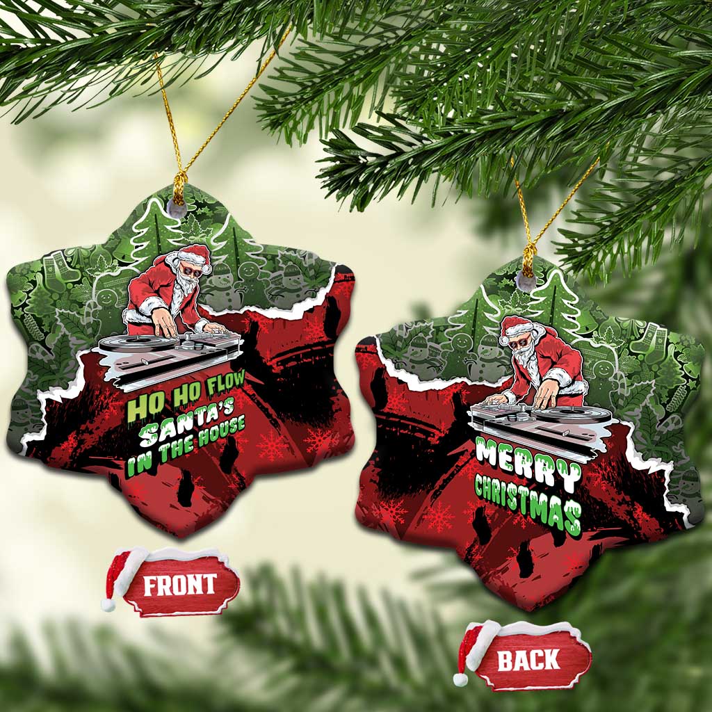 Hip Hop Christmas Ceramic Ornament DJ Santa Ho Ho Flow - Wonder Print Shop