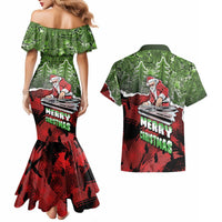 Hip Hop Christmas Couples Matching Mermaid Dress and Hawaiian Shirt DJ Santa Ho Ho Flow - Wonder Print Shop