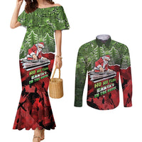 Hip Hop Christmas Couples Matching Mermaid Dress and Long Sleeve Button Shirt DJ Santa Ho Ho Flow - Wonder Print Shop