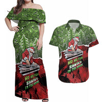 Hip Hop Christmas Couples Matching Off Shoulder Maxi Dress and Hawaiian Shirt DJ Santa Ho Ho Flow - Wonder Print Shop